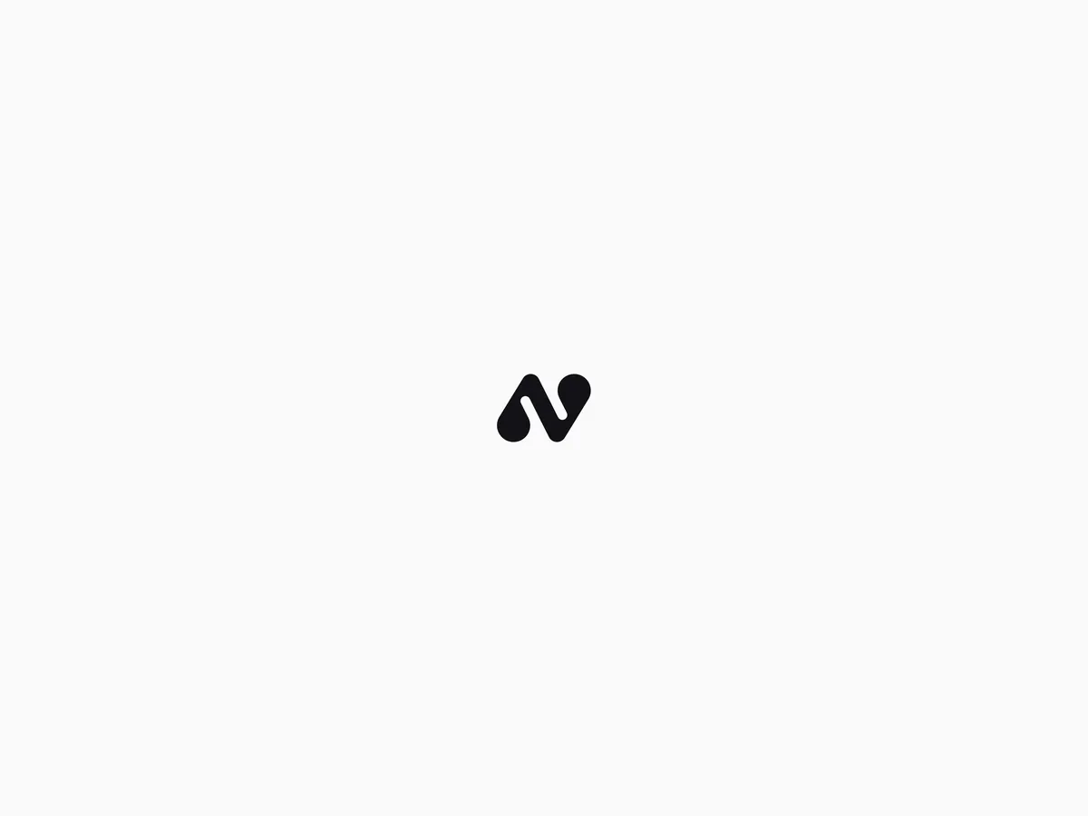 Nevoya's black N monogram centred on an off-white background